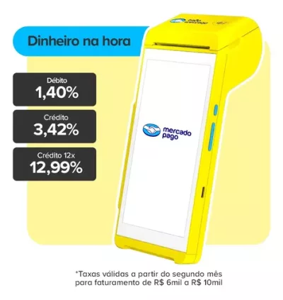 Maquininha Mercado Pago Point Smart 2 (4G, Wi-Fi e NFC) — Amarela