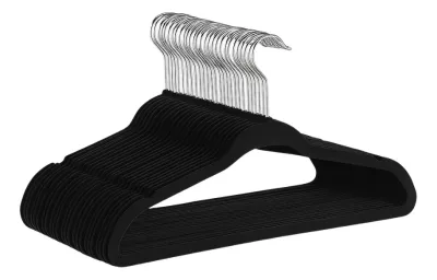 Cabide Veludo Preto Antiderrapante Slim Kit 50 Unidades Com Gancho Giratório — Mercado Livre