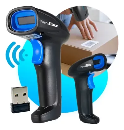 Leitor Código De Barras Sem Fio Usb De Mão Bar Code Scanner 1d Laser Linear Cor Preto 127/220v