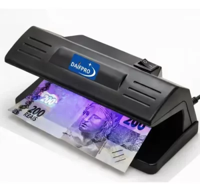 Aparelho Identificador Detector Testador De Cédulas Falsas Notas Documentos Dinheiro Passaporte Daifpro Luz Uv Negra Ultravioleta Bivolt 127/220v