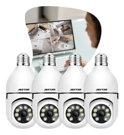 4 Câmera De Segurança Jortan E27 Cor Branco Wifi 110v/220v